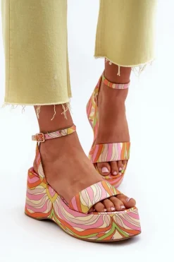 Wzorzyste Sandały Na Platformie I Koturnie Multikolor Wiandia
