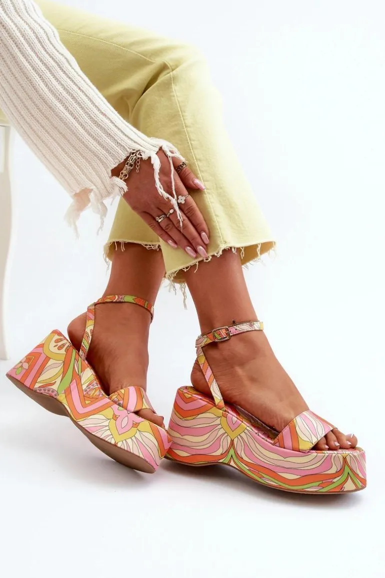 Wzorzyste Sandały Na Platformie I Koturnie Multikolor Wiandia