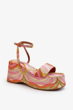 Wzorzyste Sandały Na Platformie I Koturnie Multikolor Wiandia