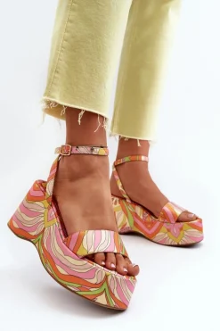 Wzorzyste Sandały Na Platformie I Koturnie Multikolor Wiandia
