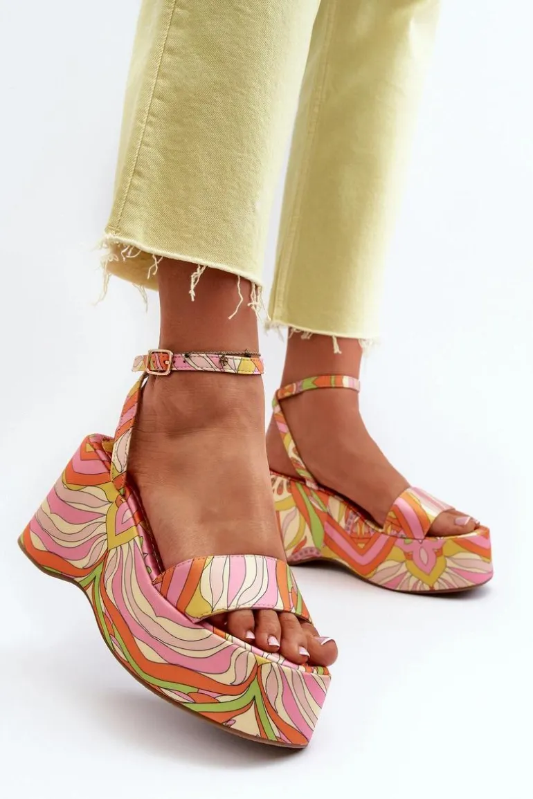 Wzorzyste Sandały Na Platformie I Koturnie Multikolor Wiandia
