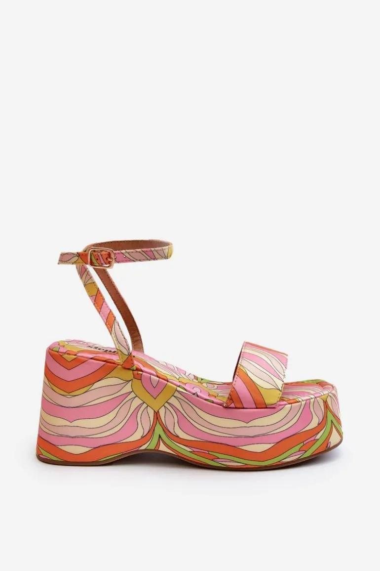 Wzorzyste Sandały Na Platformie I Koturnie Multikolor Wiandia