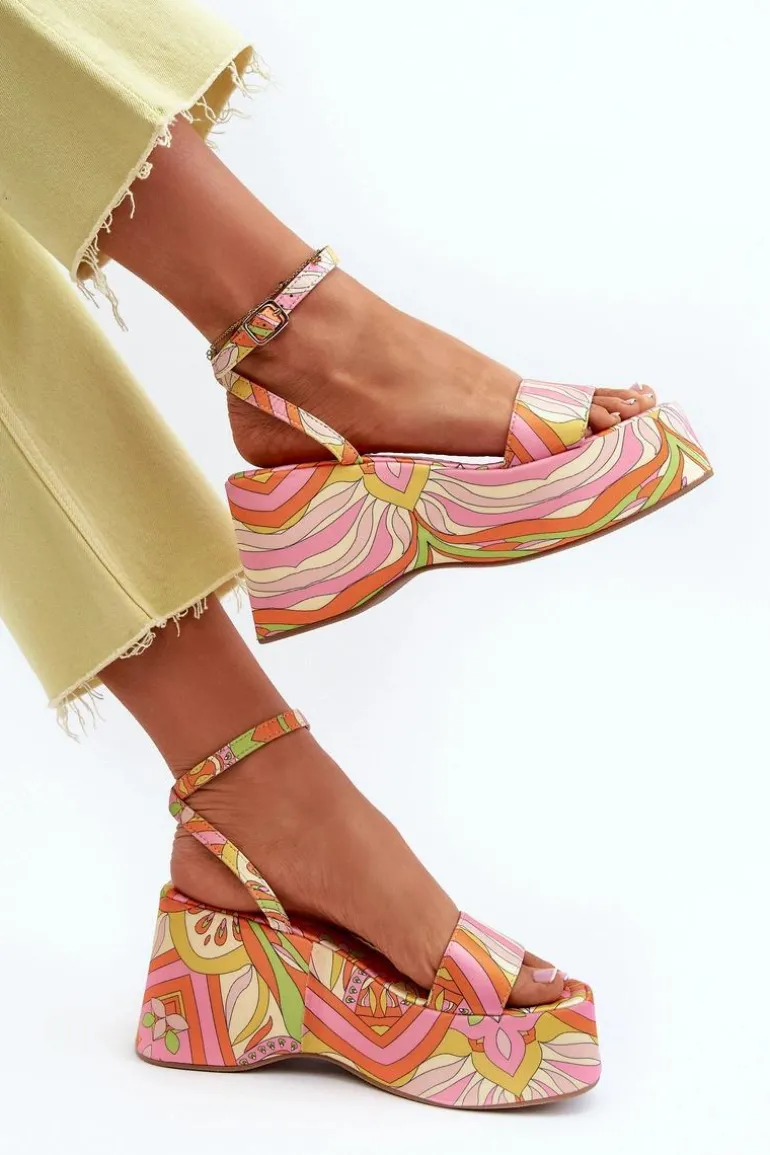 Wzorzyste Sandały Na Platformie I Koturnie Multikolor Wiandia