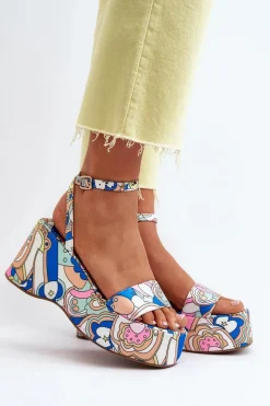 Wzorzyste Sandały Na Platformie I Koturnie Multikolor Wiandia