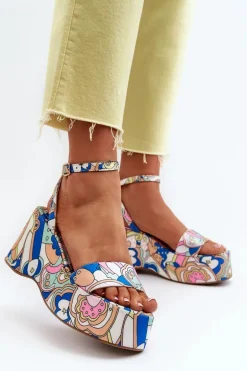 Wzorzyste Sandały Na Platformie I Koturnie Multikolor Wiandia