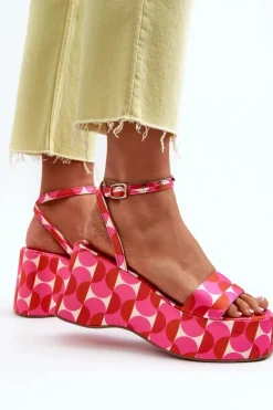 Wzorzyste Sandały Na Platformie I Koturnie Fuksja Wiandia