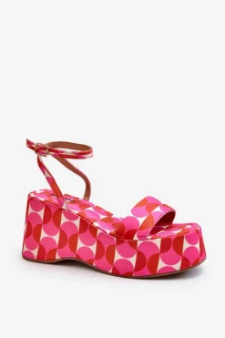 Wzorzyste Sandały Na Platformie I Koturnie Fuksja Wiandia