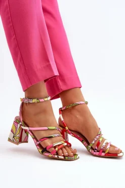 Wzorzyste Sandały Na Słupku Multikolor Jenglla