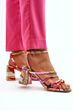 Wzorzyste Sandały Na Słupku Multikolor Jenglla