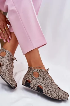 Wzorzyste Skórzane Botki Maciejka 03426-49 Panterka