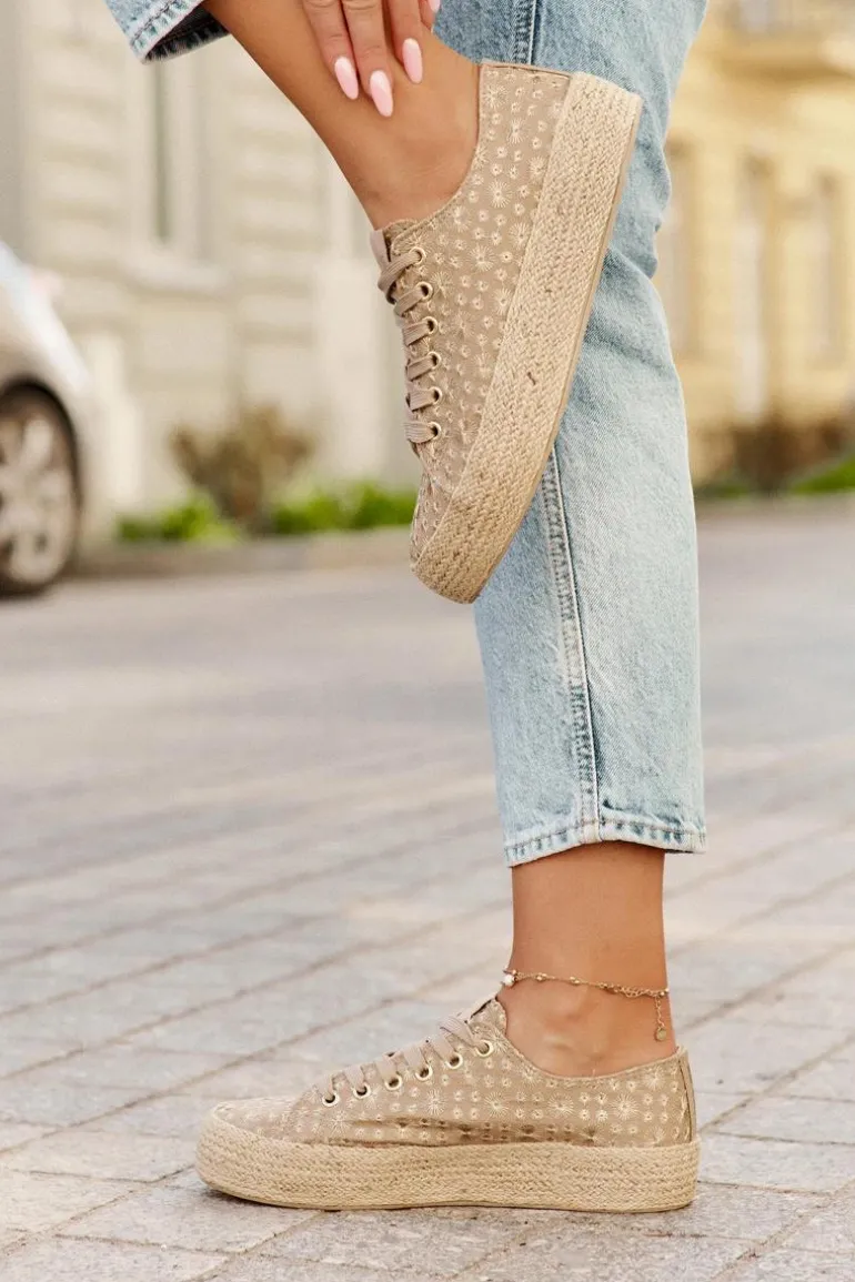 Wzorzyste Trampki Damskie Na Platformie Z Plecionką Lee Cooper LCW-25-08-3646L Khaki