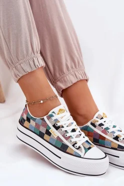 Wzorzyste Trampki Damskie Na Platformie Lee Cooper LCW-25-31-3441L Multikolor