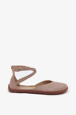 Zamszowe Baleriny Damskie Barefoot Z Paskami Zazoo 191 Szare