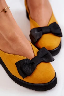 Zamszowe Baleriny Na Platformie Maciejka 05062-07 Żółte