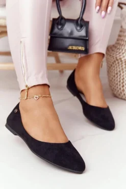 Zamszowe Baleriny Sergio Leone BL622 Czarne