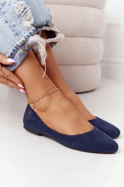 Zamszowe Baleriny Sergio Leone BL622 Granatowe