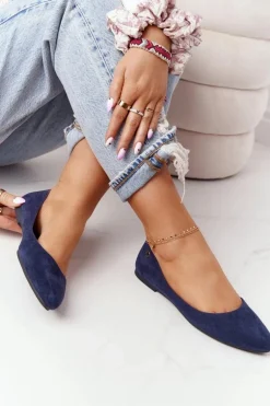 Zamszowe Baleriny Sergio Leone BL622 Granatowe