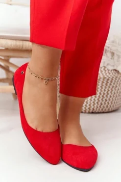 Zamszowe Baleriny Sergio Leone BL622 Czerwone