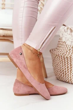 Zamszowe Baleriny Sergio Leone BL622 Różowe