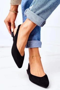 Zamszowe Baleriny W Szpic Czarne Daisy