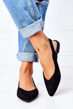 Zamszowe Baleriny W Szpic Czarne Daisy