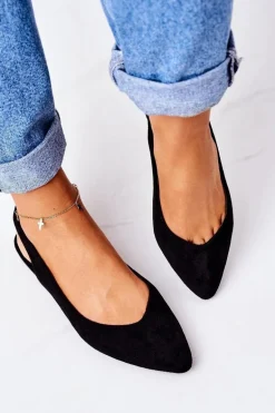 Zamszowe Baleriny W Szpic Czarne Daisy