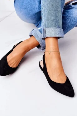 Zamszowe Baleriny W Szpic Czarne Daisy