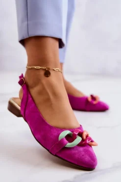 Zamszowe Baleriny Z Łańcuchem Lewski Shoes 3125 Fuksja