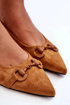 Zamszowe Baleriny Z Ozdobą Brązowe Noldaia