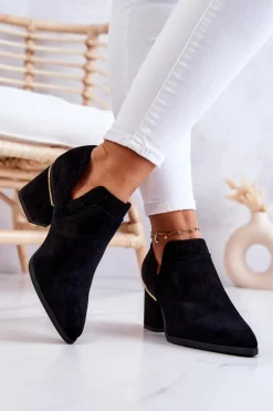 Zamszowe Botki Kowbojki Ażurowe Czarne Valerie