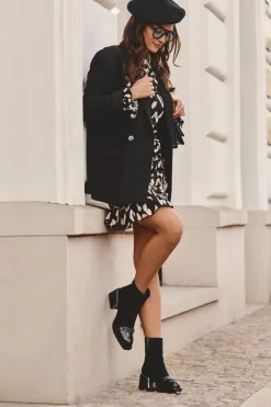 Zamszowe Botki Na Masywnym Klocku S.Barski MR870-70 Czarne