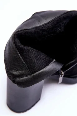 Zamszowe Botki Na Obcasie Czarne Makeline