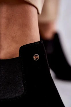 Zamszowe Botki Na Obcasie Laura Messi 2506 Czarne