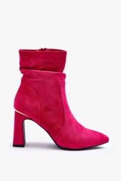 Zamszowe Botki Na Słupku Fuksja Mellamene