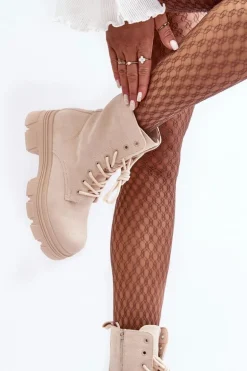 Zamszowe Botki Na Suwak Beżowe Marley