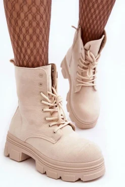 Zamszowe Botki Na Suwak Beżowe Marley