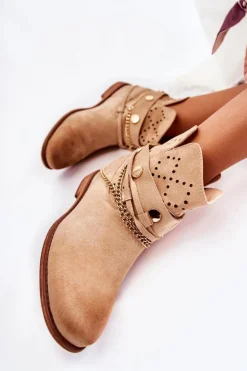 Zamszowe Botki Na Ukrytym Koturnie Beżowe Verine