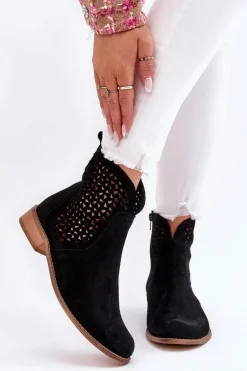 Zamszowe Botki Nicole 2791/028 Czarne