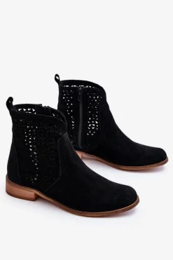 Zamszowe Botki Nicole 2791/028 Czarne
