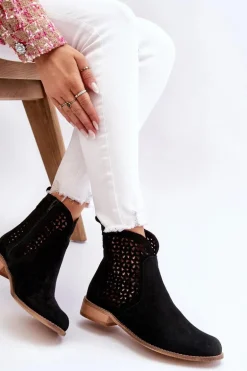 Zamszowe Botki Nicole 2791/028 Czarne