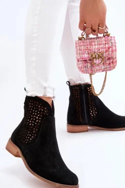 Zamszowe Botki Nicole 2791/028 Czarne