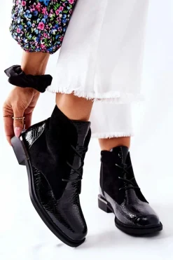 Zamszowe Botki Ocieplane Sergio Leone BT401 Czarne