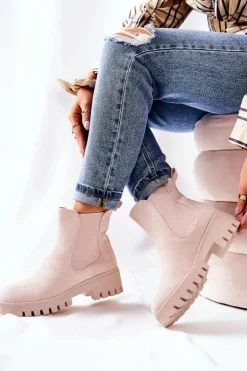 Zamszowe Botki Ocieplane Jasnobeżowe Tozzi