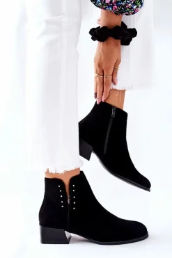 Zamszowe Botki Ocieplane Sergio Leone BT217 Czarne