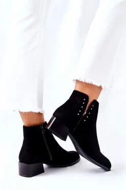 Zamszowe Botki Ocieplane Sergio Leone BT217 Czarne