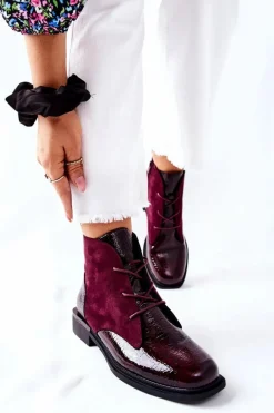 Zamszowe Botki Ocieplane Sergio Leone BT401 Bordowe