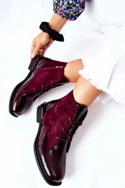 Zamszowe Botki Ocieplane Sergio Leone BT401 Bordowe