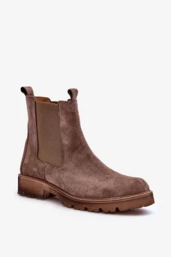 Zamszowe Botki Sztyblety Brązowe Nicole 2672