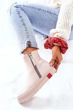 Zamszowe Botki Sztyblety Na Platformie Beżowe Nessa