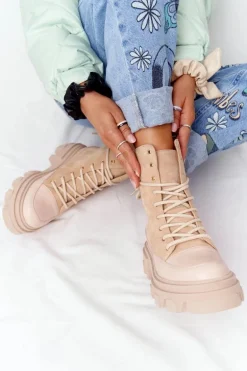 Zamszowe Botki Workery Lewski Shoes 3007-0 Piaskowe